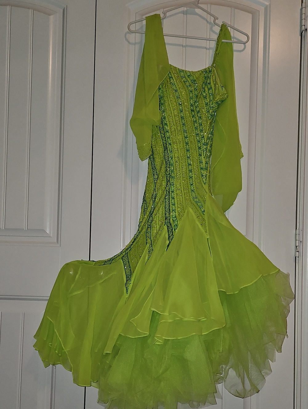 Neon Lime Ballroom Prom Dress with Chiffon Ruffles